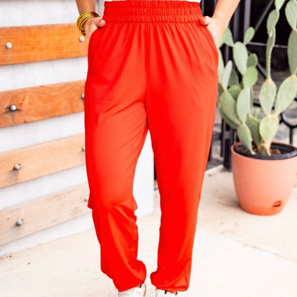 New red lite weight joggers XS